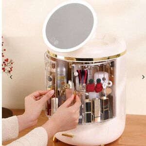 Joybos® Round Makeup Storage Organizer Box with Mirror Led Light